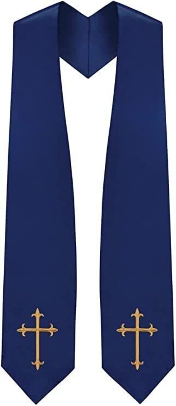 2381 Choir Stole with Crosses Navy Blue